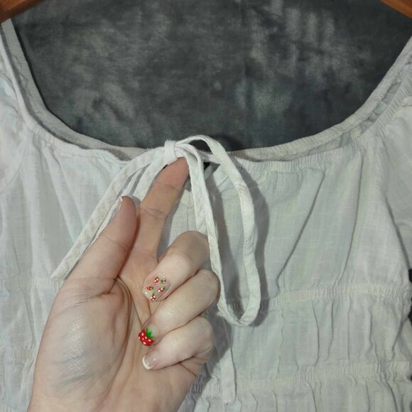 Women M White Peasant Milkmaid Babydoll Puffy sleeves Ren Fair Cottagecore Dress - Picture 7 of 13